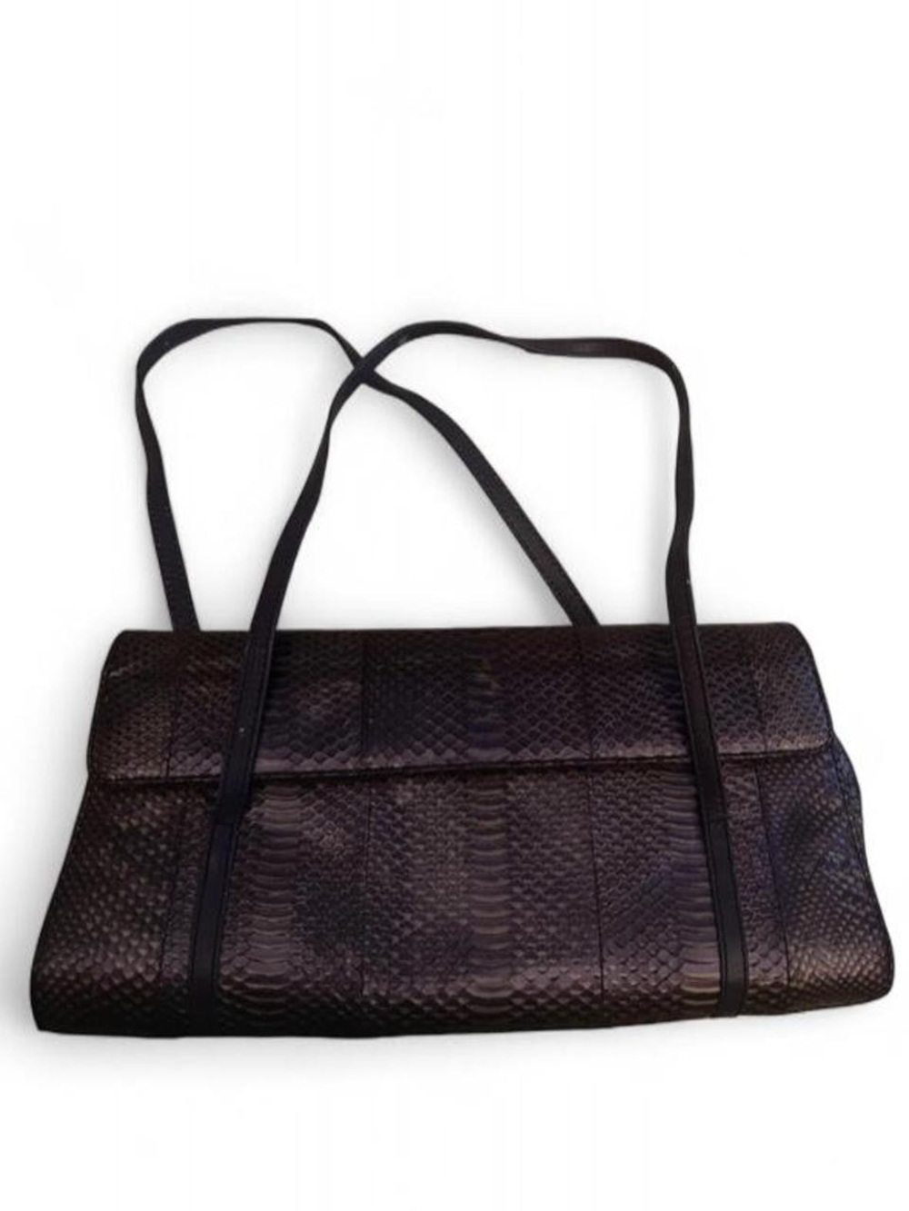 J Reneé Purple Snake Skin Leather East West Vintage Handbag.